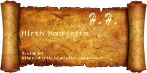 Hirth Henrietta névjegykártya